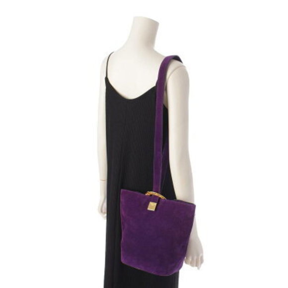 Celine Circle Logo Plate Suede Shoulder Bag Purple - Picture 10 of 10